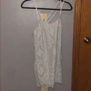 Blue Mini Lace Dress